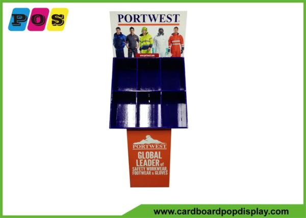 Full Color Printed PDQ Retail Display For Safety Workware , Footware , Gloves