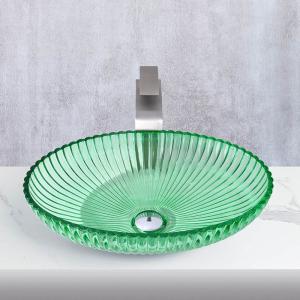China Oval Shape Modern Glass Vessel Basins Countertop Mounted Vanity Sinks factory