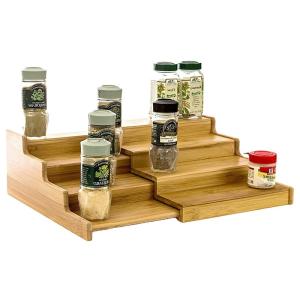 China Multifunctional 4 Tier Organic Solid Bamboo Expandable Spice Rack For Modern Cabinets factory