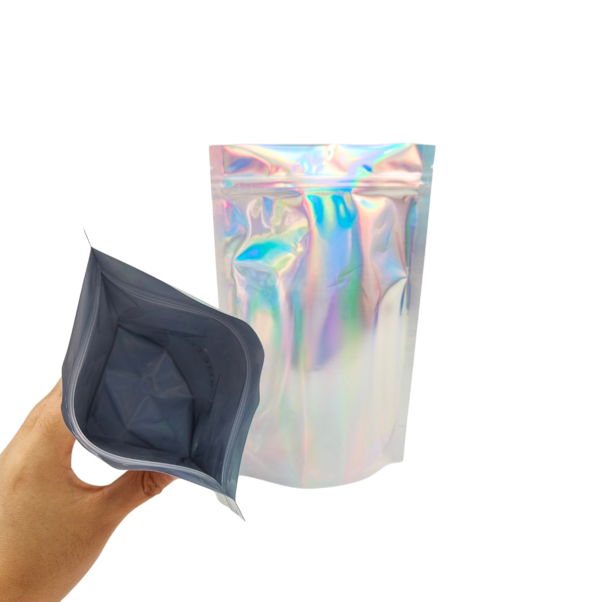 Customized Hologram Mylar Bags Resealable Smell Proof Holographic Plastic Zipper