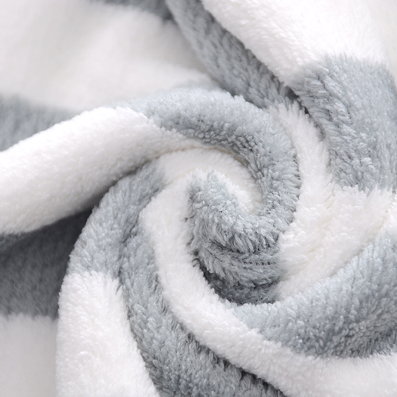 Broad Stripe Coral Velvet Hand Face Towel Set 35*75cm 70*140cm Microfiber Absorbent Towel Set