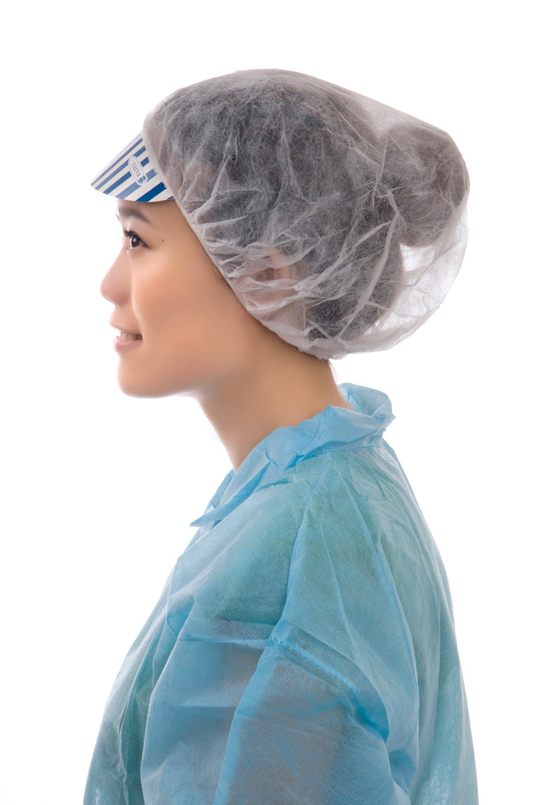 Disposable Non Woven White Or Blue Protective Head Cover With Peak
