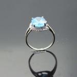 925 Silver 9mmX11mm Oval Blue Topaz Cubic Zircon Ring(E52)