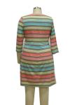 Colorful Printed 3 4 Sleeve Cocktail Dresses , Striped Casual Dress For 40 Year