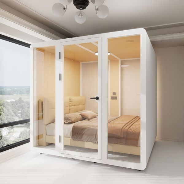 Fully Enclosed Modular Sleeping Pod with Adjustable LED Lighting for Office