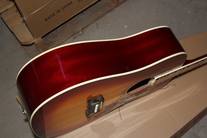 Custom Gibson 41 inch DOVE 20 frets rounded corner tobacco sunburst acoustic guitar with electric guitar's pickup