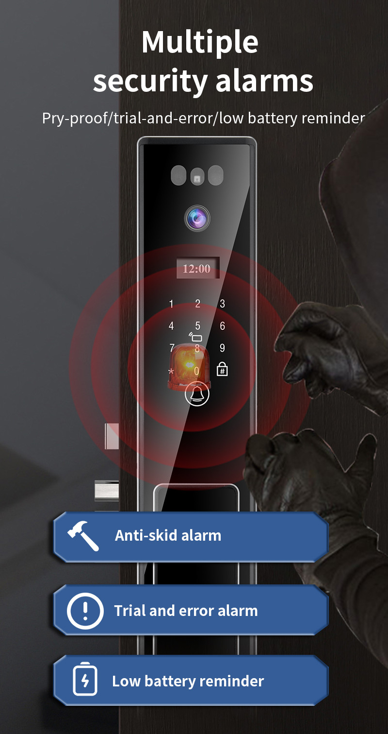 3D Face Recognition Tuya APP Intercom Camera Biometric Fingerprint Smart Locks For Home