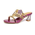 BS139 Rhinestone High-Heeled Slippers Summer 2021 New Outdoor Wear Sandals