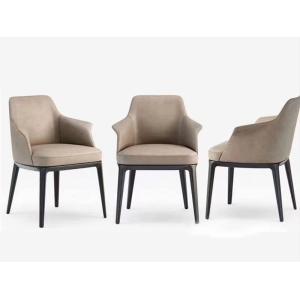 China FlexiEdge Armrest Side PU Leather Italian Style Dining Chairs on sale