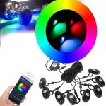 8Pcs RGB LED Rock Lights Wireless Bluetooth Music Flashing Multi Color Offroad