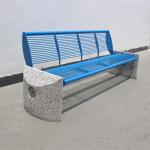3 Seater Outdoor Steel Park Benches Seats With Backrest Cement Stone Base