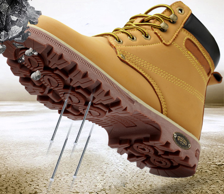 Safety Shoes With Steel Toe Cap And Steel Midsole Safety Boots Anti-Smashing Anti-Puncture For Worker