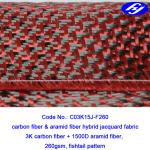 Plane Pattern Woven Aramid Fabric / High Strength Red Carbon Fiber Kevlar Cloth