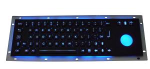 69 keys Rear panel mount Black Industrial USB Keyboard  with chamelone backlight trackball