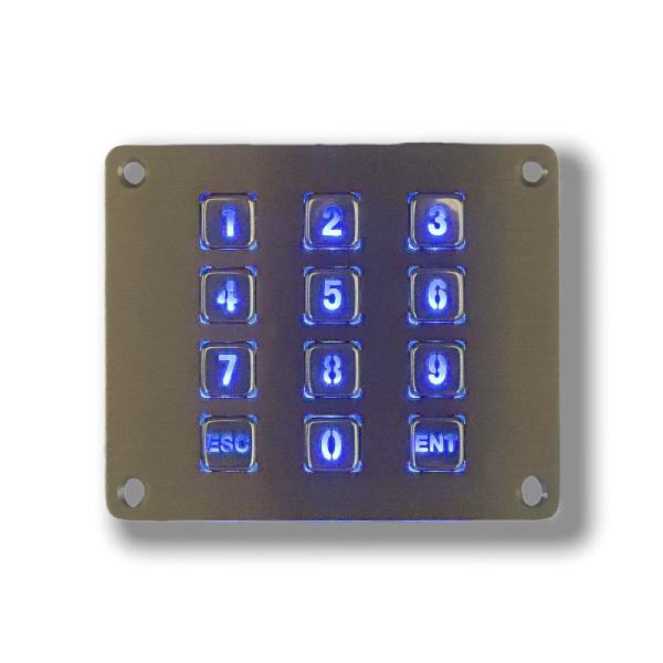 IP65 / IK07 Waterproof USB interface Stainless Steel 12 Keys Backlit Numeric