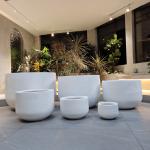 Indoor Outdoor Smooth Fibre Clay Planter With Drainage Holes