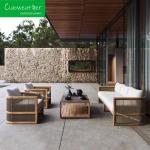 Modern Outdoor Sectional Teak Wood Sofa Set Customized Color for Garden Patio