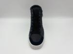 Genuine Leather Athletic Sports Shoes High Top Ladies Black With Ykk Metal