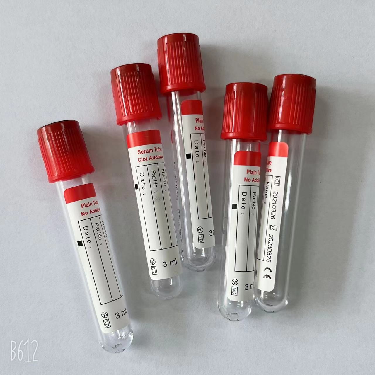 Hospital Medical Plain Blood Collection Tube With Red Top