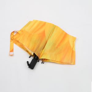 Lightweight Orange Three Fold Umbrella Custom Digital Printing Flower Print