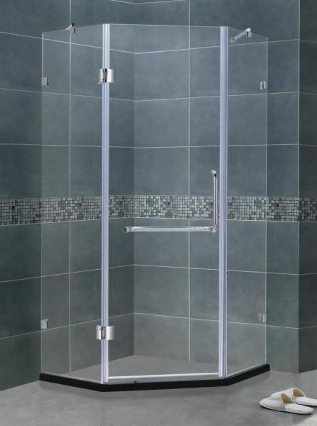Frameless 8 / 10 MM Glass Shower Screens Clear Tempered With Stainless Steel Two