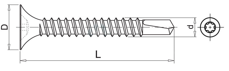 SS AISI 410 Stainless Oval Head Torx Drive Self Drilling Decking Screw With Four Teeth