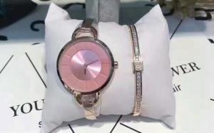 China wrist watch with diamonds ring pink dial Ladies' fashion watch factory