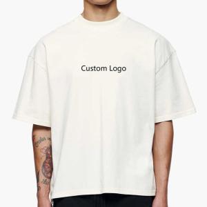 China Custom Oversized Crop Top Men's Cotton Heavyweight Drop Shoulder Boxy Fit White T shirt factory