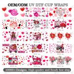 UV DTF Cup Wraps Retro Valentine'S Day DTF 24oz Cup Wraps For Libbey Glass UV