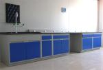 All Steel Acid / Alkali Resistance Laboratory Wall Bench With Sink / Faucet