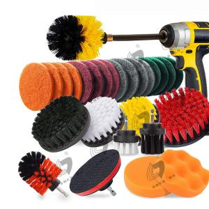China 28 Pcs Stiff Bristle Carpet Car Tire Cleaning Rotary Drill Brush for Bathroom Cleaning factory