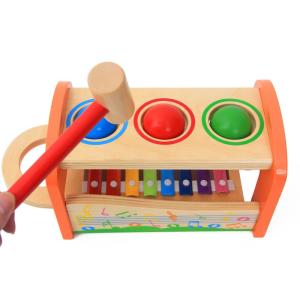 China Wooden Cartoon Rainbow Percussion Table For Children Early Education factory