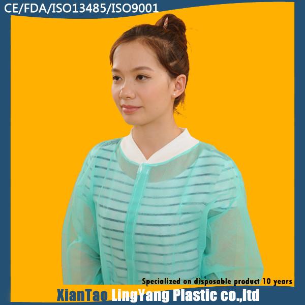 Long Sleeve Disposable Non Woven Lab Coat , Knitted Collar Chemistry Lab Coat