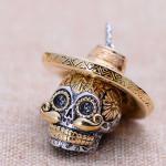Two Tone Silver Brass Skull Pendant Necklace for Men and Women (XH053353W)