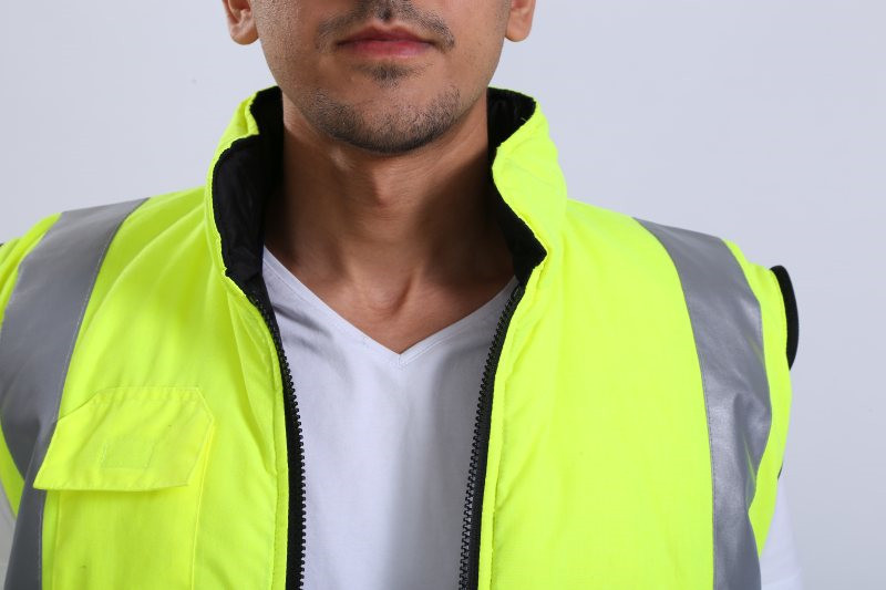 7 In 1 OEM Hivis Winter Work Jacket , 300D Oxford Hi Vis Heavy Duty Work Coats