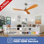 6 Speeds Choice Wood Ceiling Fan With Remote Control 3 Wooden Blade DC Motor