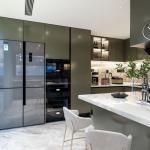 Fadior Luxury Olive Green SS Steel Kitchen Cabinets With Functional Storage