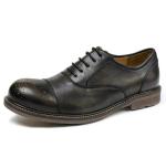 Round Toe Flats Mens Leather Casual Shoes Breathable Slip - On Black Sports