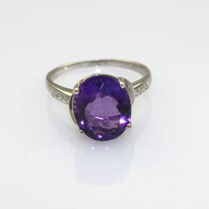 China Sterling Silver Ring with 10mmx12mm Oval Purple Cubic Zircon (R206) factory