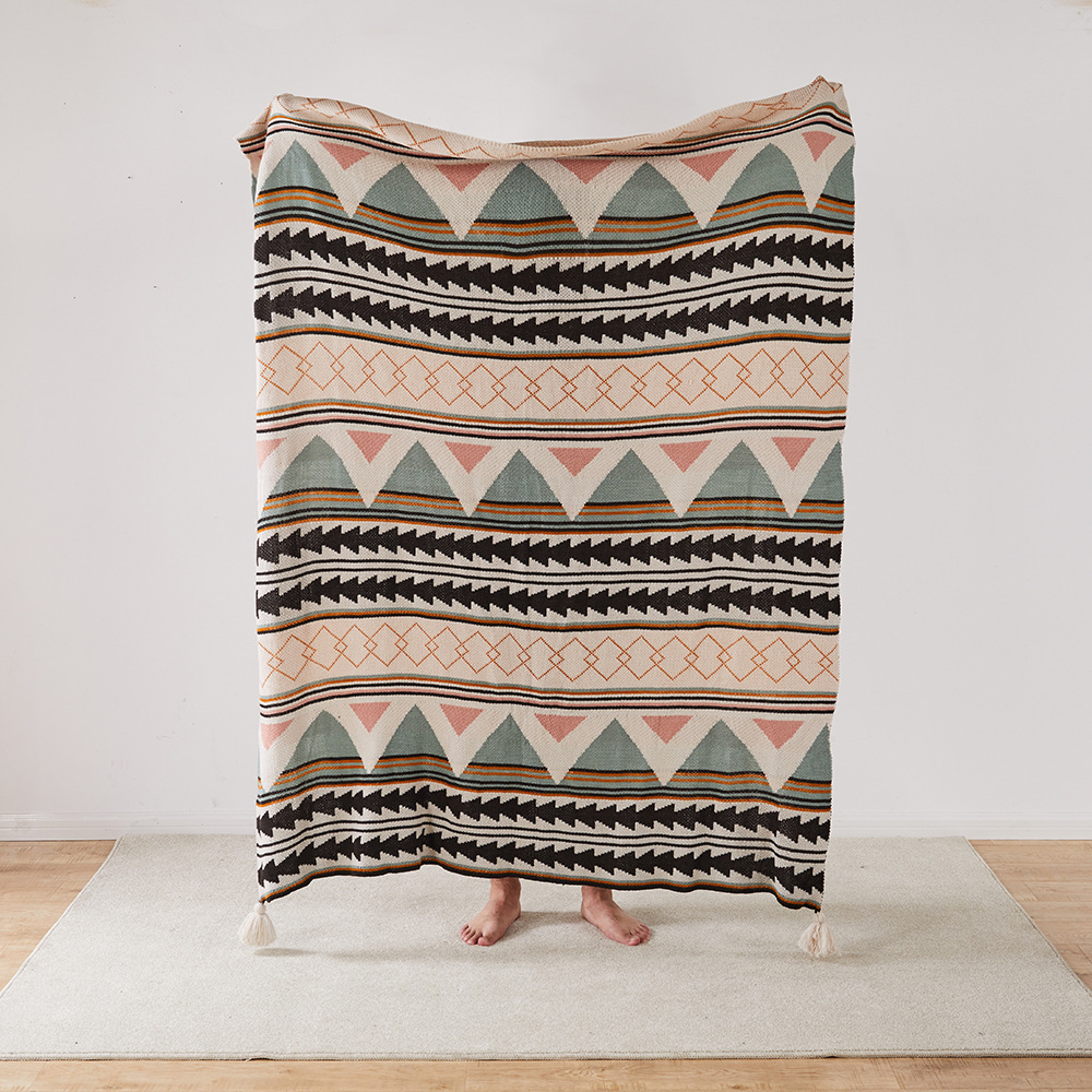 Summer Boho Throw Blanket Set Free Sample for Soft and Large Knitting Travel