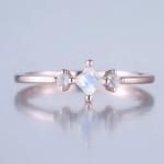 925 Sterling Silver Fashion Design Exquisite Dainty Moonstone Ring