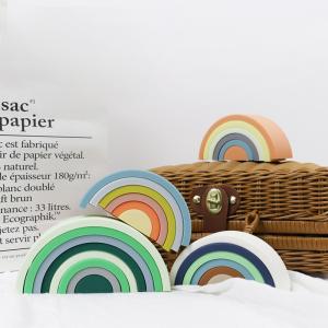 China Customized Soft Silicone Toys Rainbow Stacking For Baby Educational factory