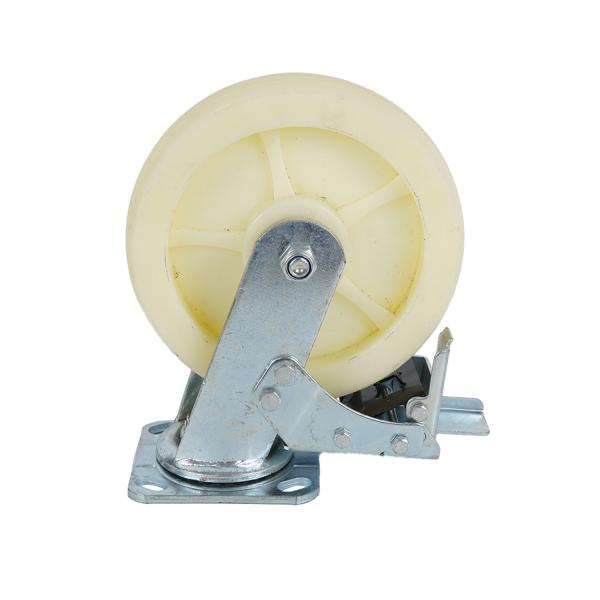 4 5 6 8inch 600kg Load Heavy Duty White Nylon Swivel Casters Wheels with Brake