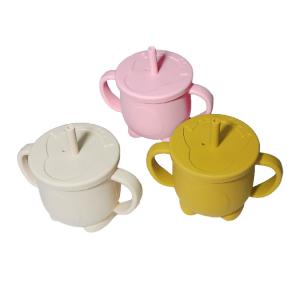 200ml Reusable Kids Drinking Water Silicone Straw Cup With Handle