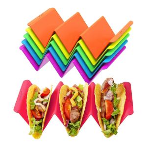 China Colorful Taco Holder Taco Tray Plate with Handle Each Can Hold 2 or 3 Tacos, BPA Free PP Material factory
