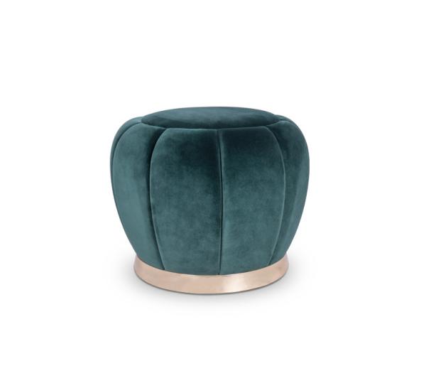 popular round luxury velvetfabric upholstery stainless steel ottoman for event