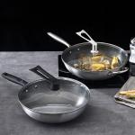 Direct Selling Kitchen 32cm 34cm Stainless Steel Honeycomb Fry Pan Non-stick