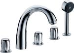 Water Saving Chrome Deck Mount Tub Faucet with Three Handles / Polished Brass