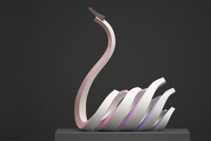 China Outdoor Stainless Steel Swan Sculpture White Painted Finish factory