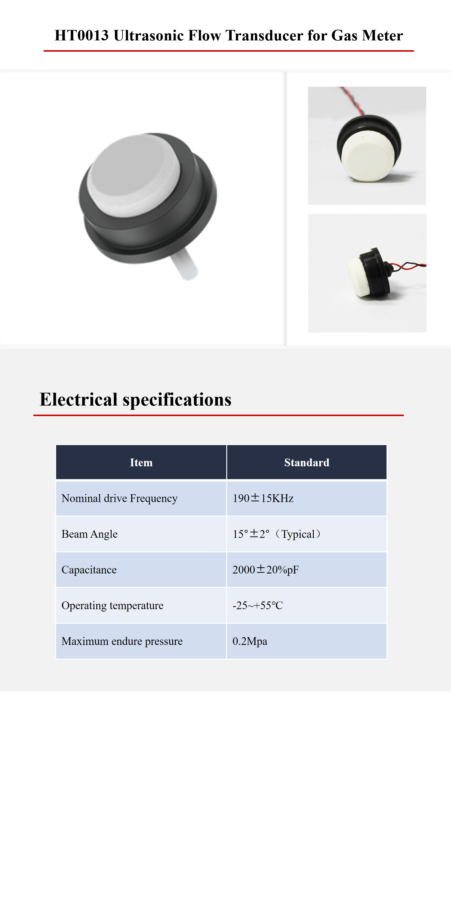 200KHz Ultrasonic Gas Flow Transducer Pipe Segment Type For Gas Meter Sensor